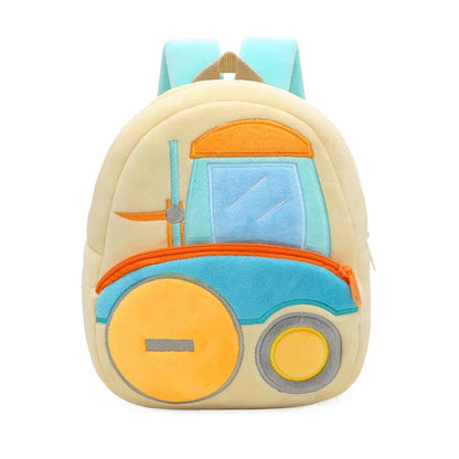 Cartoon engineering vehicle plush backpack, ideal size and weight for young children's comfort