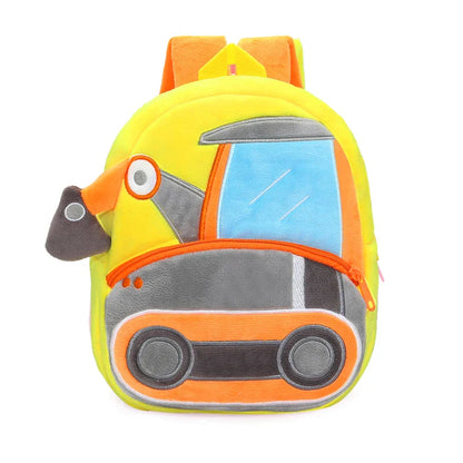 Kids' plush blue firetruck school bag, super soft and perfect for preschoolers aged 2-4