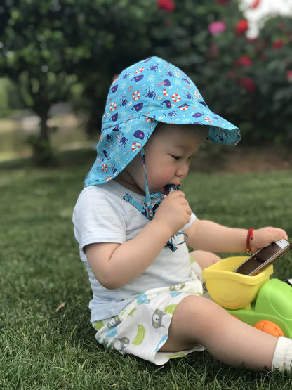 Forest green quick-dry UV protection bucket hat for kids, ideal for outdoor adventures