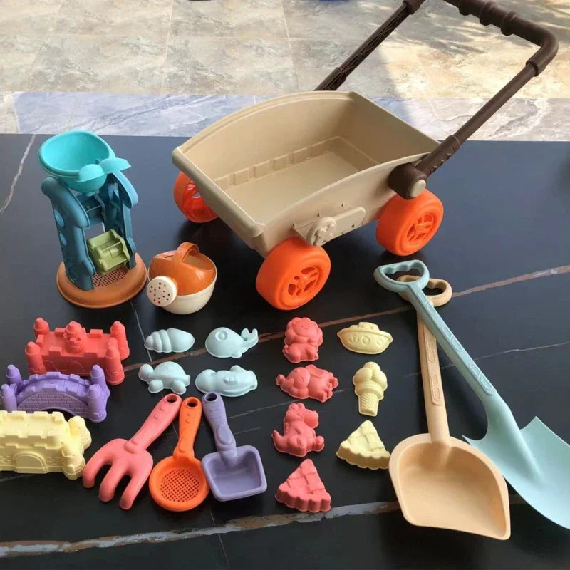 Childrens games: Toddler Sand Play Beach Cart Toy Set for creative beach trips and motor skill development