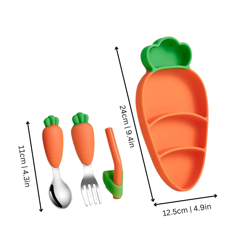 Blue toddler self-feeding suction plate, silicone & non-slip, essential baby tableware for meals