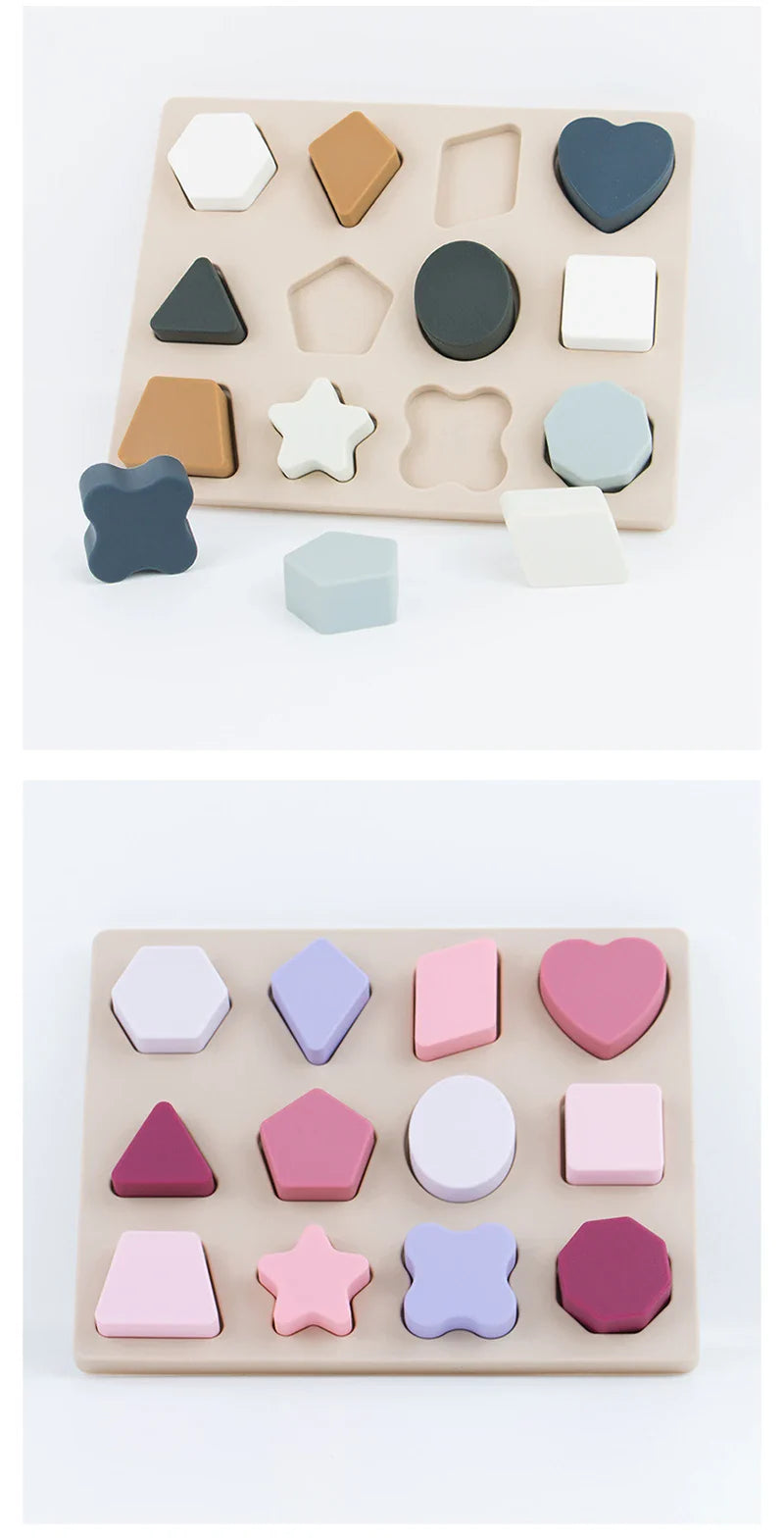 Educational preschool toy: Soft silicone geometric shapes for tactile sensory learning