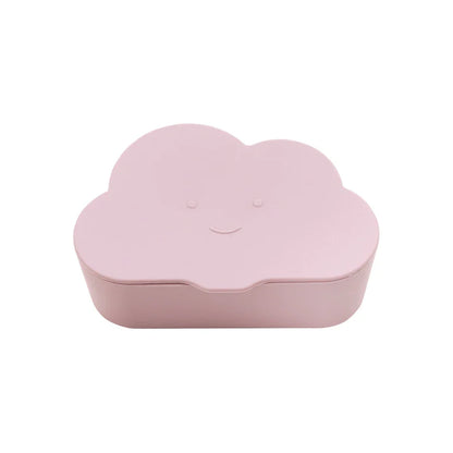 Side view of a toddler silicone snack cup, highlighting its ergonomic design and carry handle
