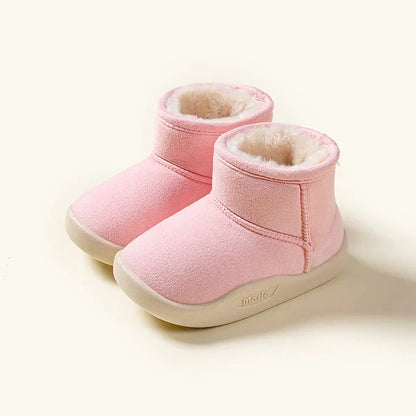 Kids' fashion: practical brown suede winter boots with non-slip grip and easy-access zipper