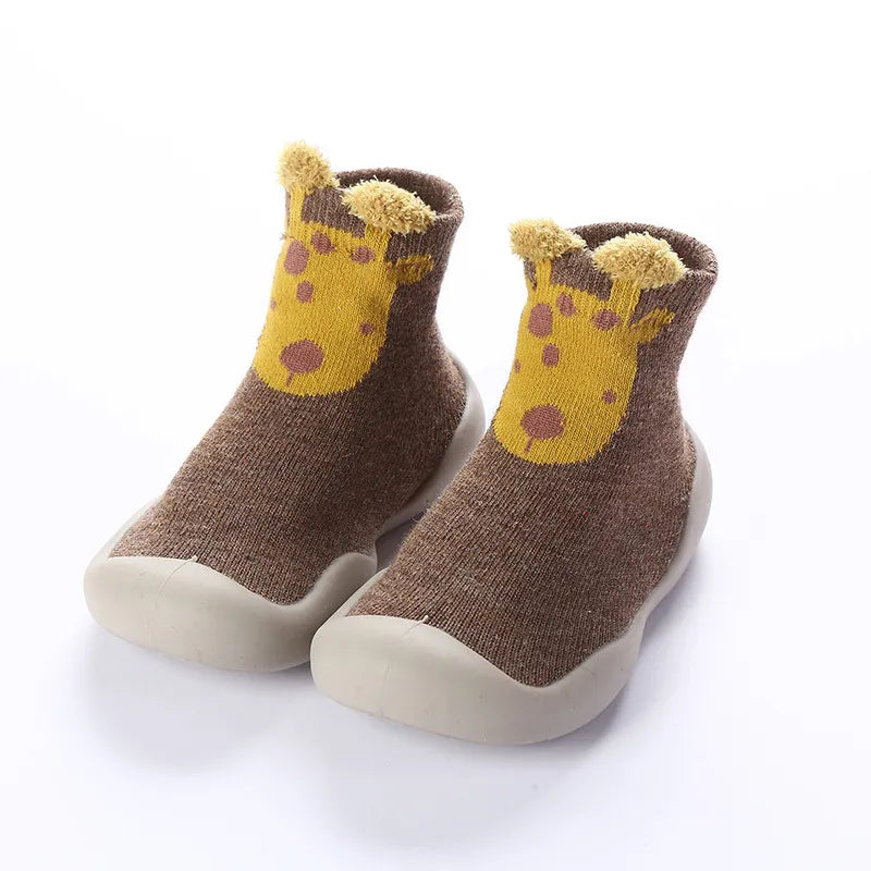 Baby boy's blue knitted soft sole shoes, anti-slip design for early walkers, comfortable and lightweight.