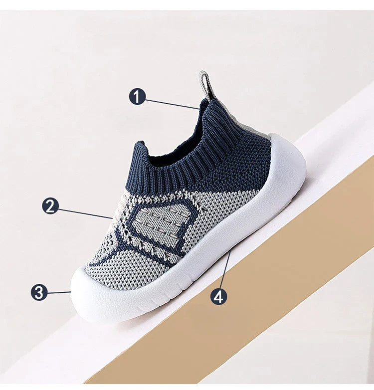 Breathable first steps shoes for toddlers, with soft soles for gentle foot development in spring.