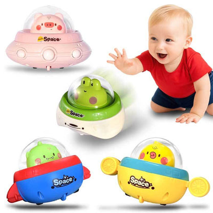 Toddler space shuttle with bear pilot, push and go action, educational kids car toy