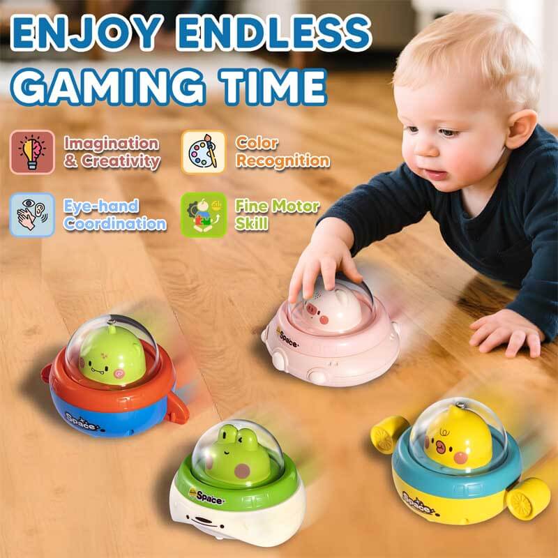 Infant-friendly lion astronaut in a durable, educational space rocket toy car