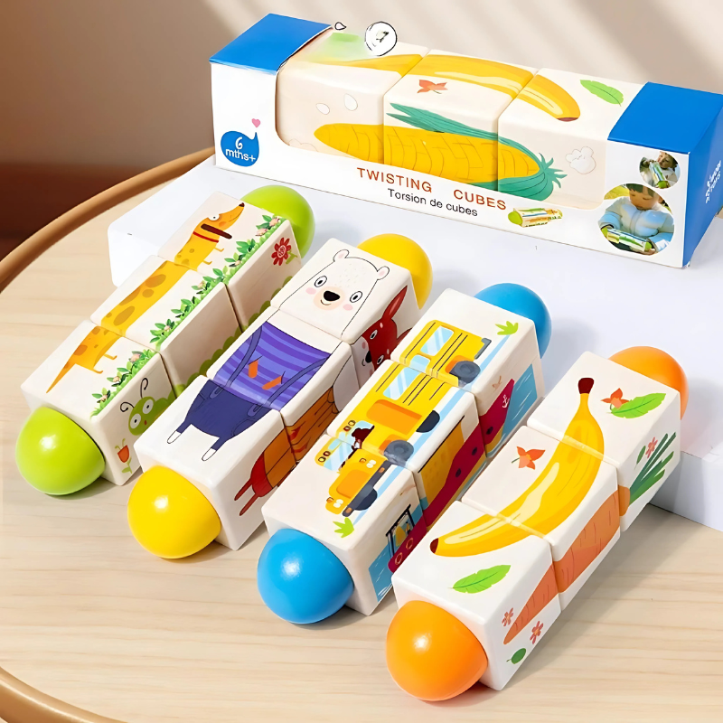Toddler spinning wooden game for preschool shape matching & cognitive development, perfect for early learning.