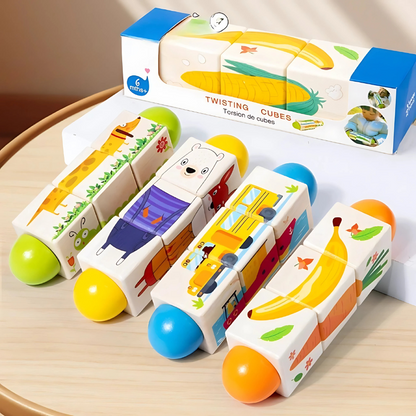 Toddler spinning wooden game for preschool shape matching & cognitive development, perfect for early learning.