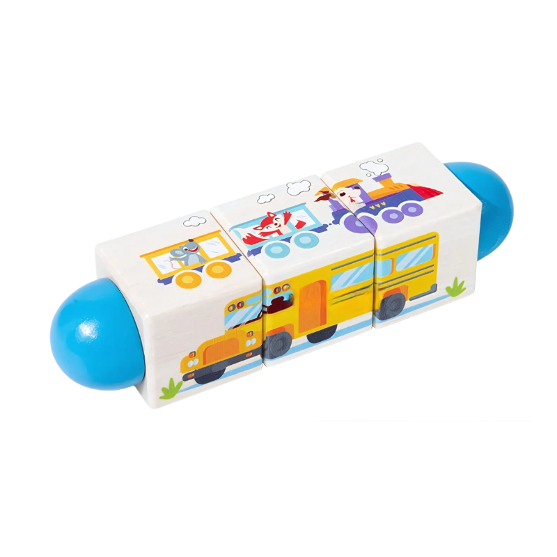 Wooden toddler spinning matching game, ideal for early skill development and preschool learning activities.