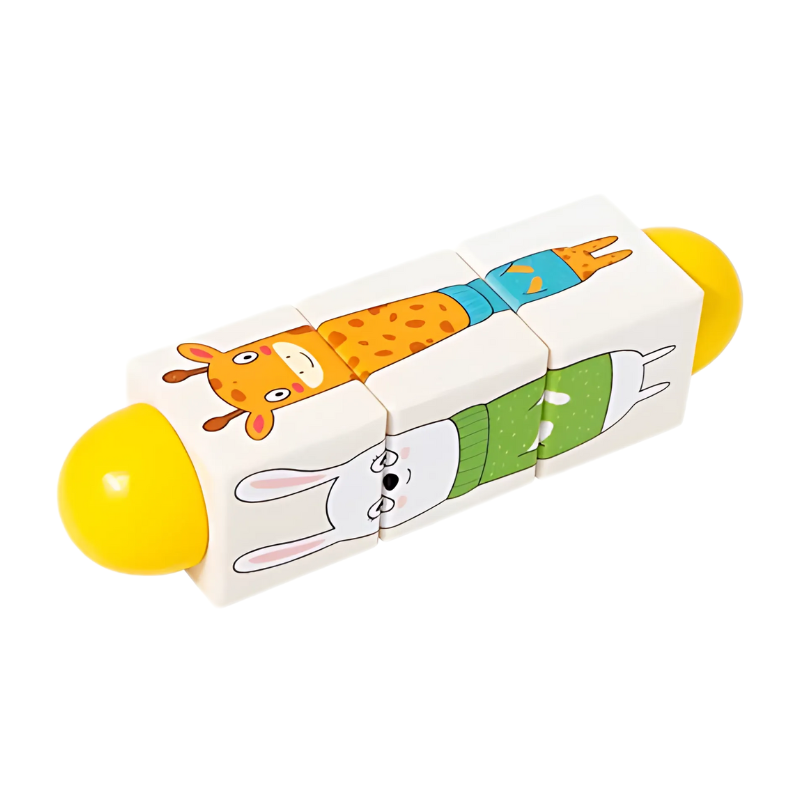 Happy child engaging with a spinning educational toy, promoting shape recognition and hand-eye coordination.