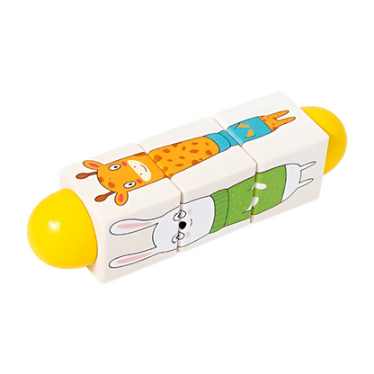 Happy child engaging with a spinning educational toy, promoting shape recognition and hand-eye coordination.