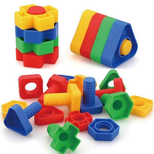 Toddler STEM Jumbo Nuts and Bolts set for fine motor skills & matching, 12 pieces