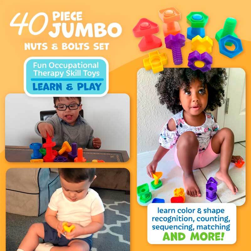 Educational Jumbo Nuts and Bolts toy with colorful shapes for preschool learning