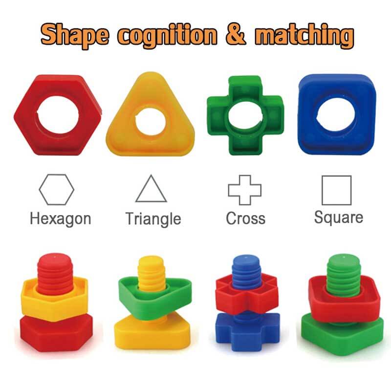 Sensory play Jumbo Nuts & Bolts for building blocks & early STEM skills in toddlers