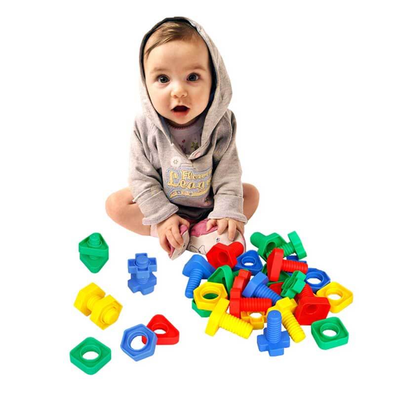 Toddler STEM toy: Colorful Jumbo Nuts and Bolts for hands-on fine motor skill building