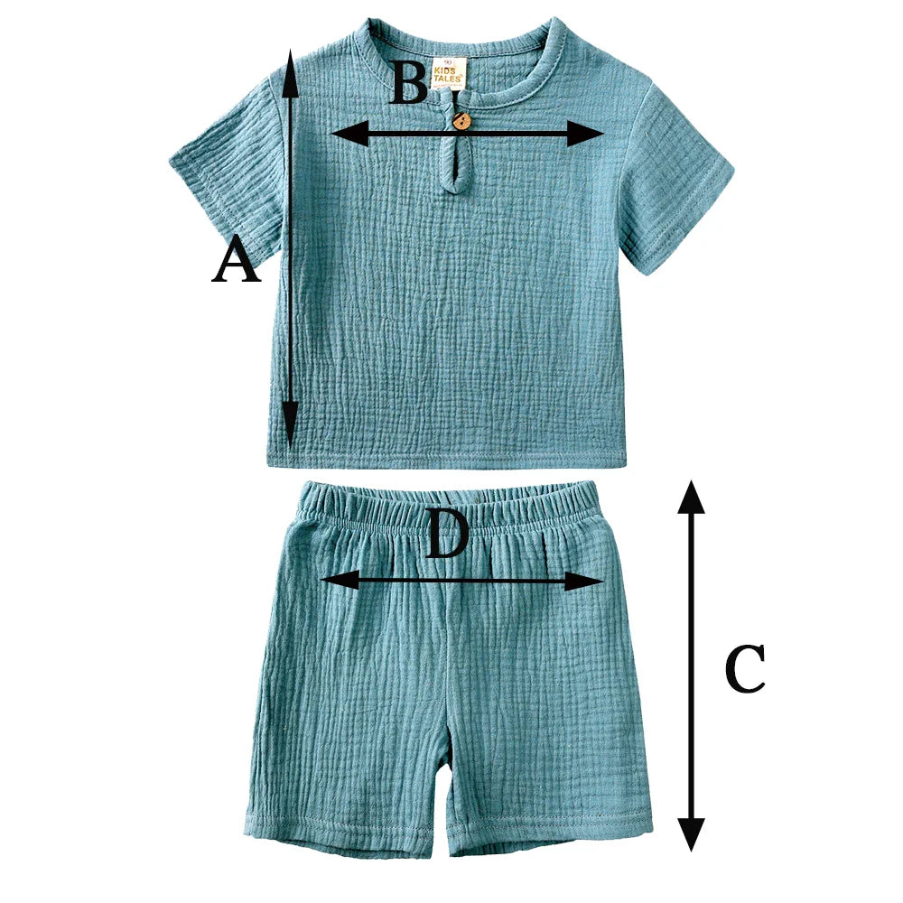 Toddler shorts set in breathable cotton linen, great for summer adventures and comfort
