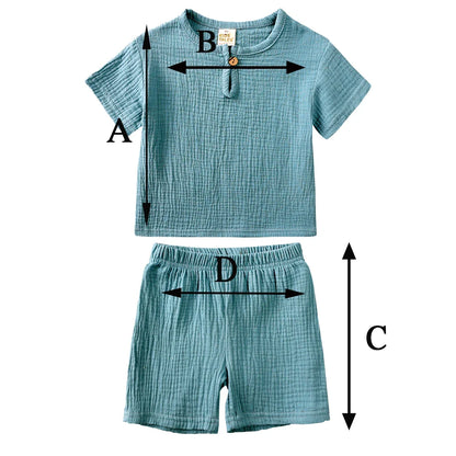 Toddler shorts set in breathable cotton linen, great for summer adventures and comfort