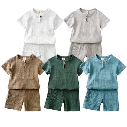 Stylish toddler fashion: cotton linen blend summer set, perfect for everyday wear