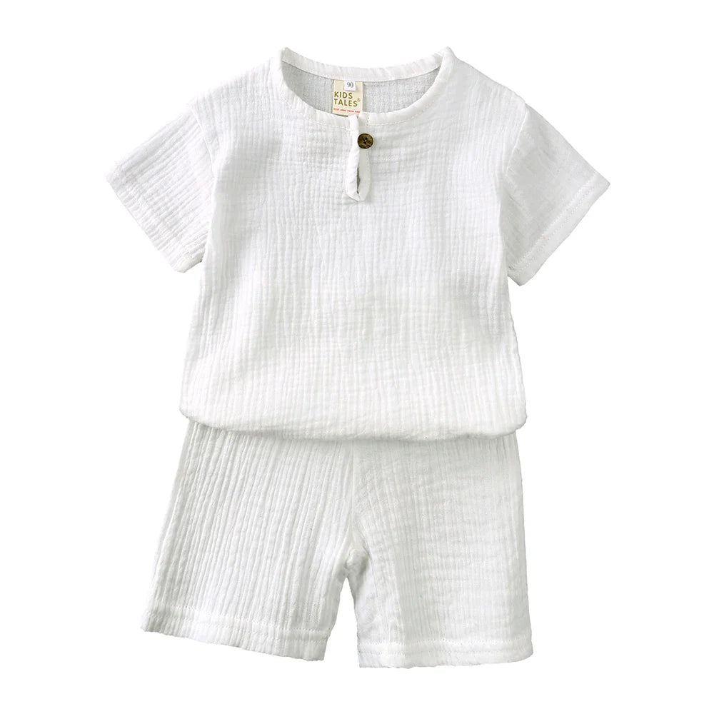 Casual toddler summer set, soft cotton linen material for all-day comfort and play