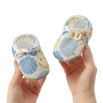 Non-slip sole of colorful toddler footwear, ideal for active summer play