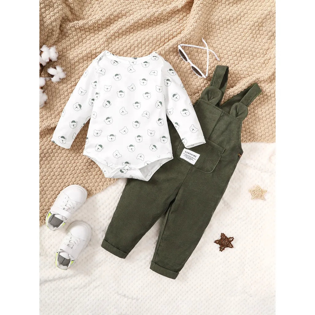 Toddler pants from the bear print set, showcasing soft cotton blend material and comfortable design
