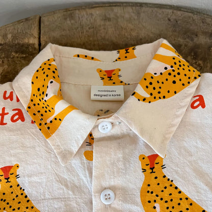 Kids' summer wear: Short sleeve t-shirt and elastic waist shorts with cartoon graphics