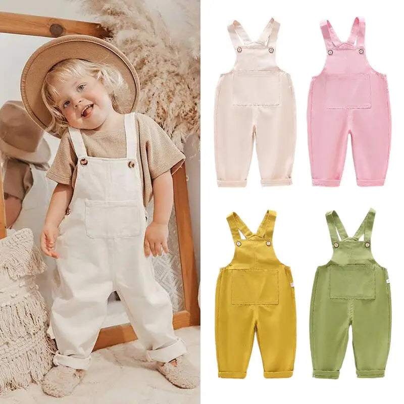 Toddler unisex lightweight summer overalls in light blue, perfect for playwear