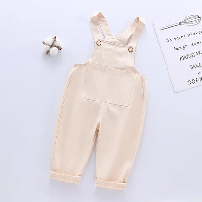 Unisex children's lightweight overalls in soft fabric, great for warm weather