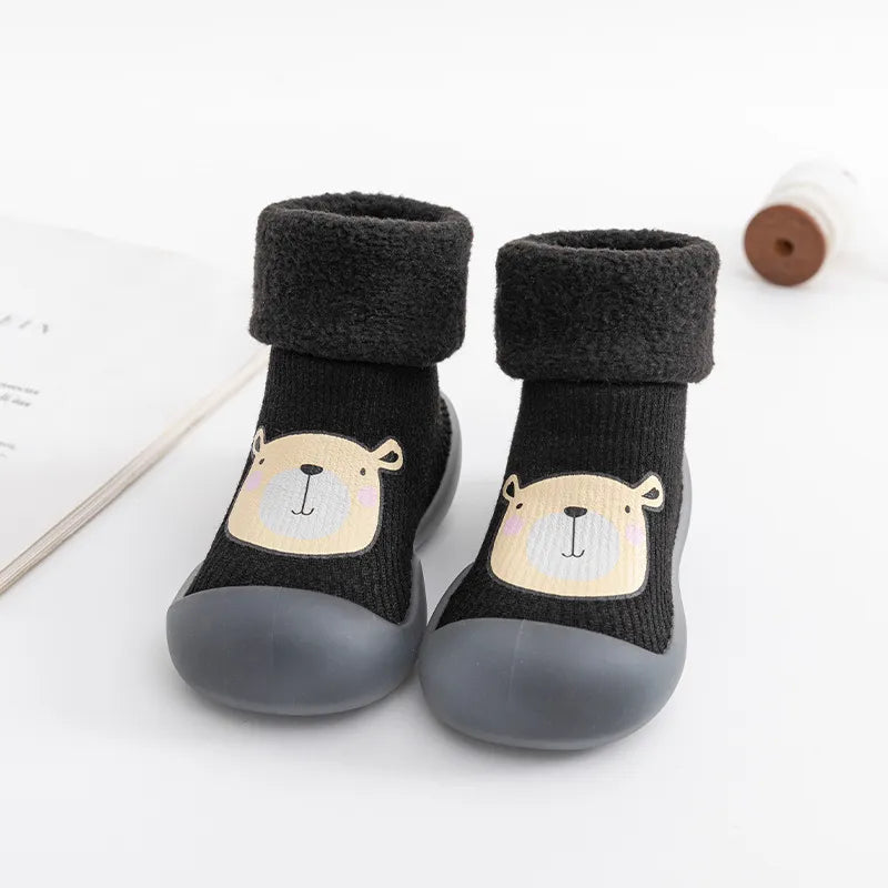 Folded velvet warm toddler socks, ready for autumn winter wear, infant apparel