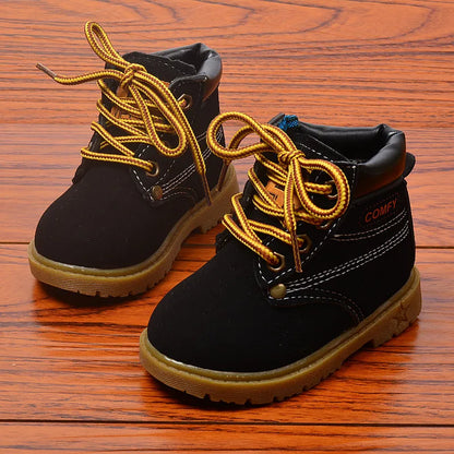 Small children's winter boots, plush lined, lace-up, perfect for snow and cold weather