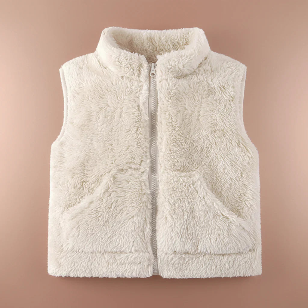 Reversible fleece vest in red and blue, versatile warm toddler outerwear, cozy infant vest