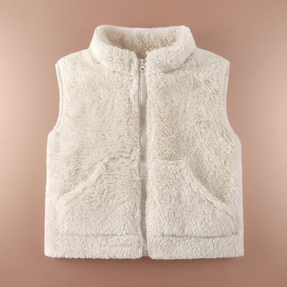 Reversible fleece vest in red and blue, versatile warm toddler outerwear, cozy infant vest