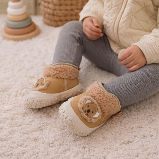 Toddler winter boots, soft sole, warm lining, anti-slip, animal print design for infants