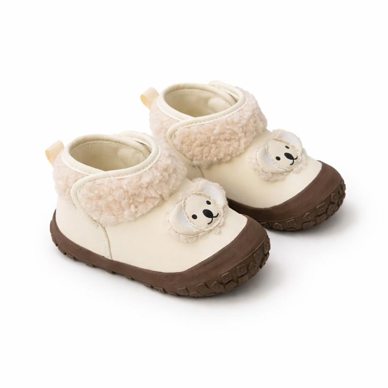 Unisex infant winter boots with warm lining & soft anti-slip sole, animal print detail