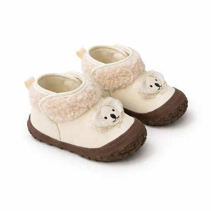 Unisex infant winter boots with warm lining & soft anti-slip sole, animal print detail
