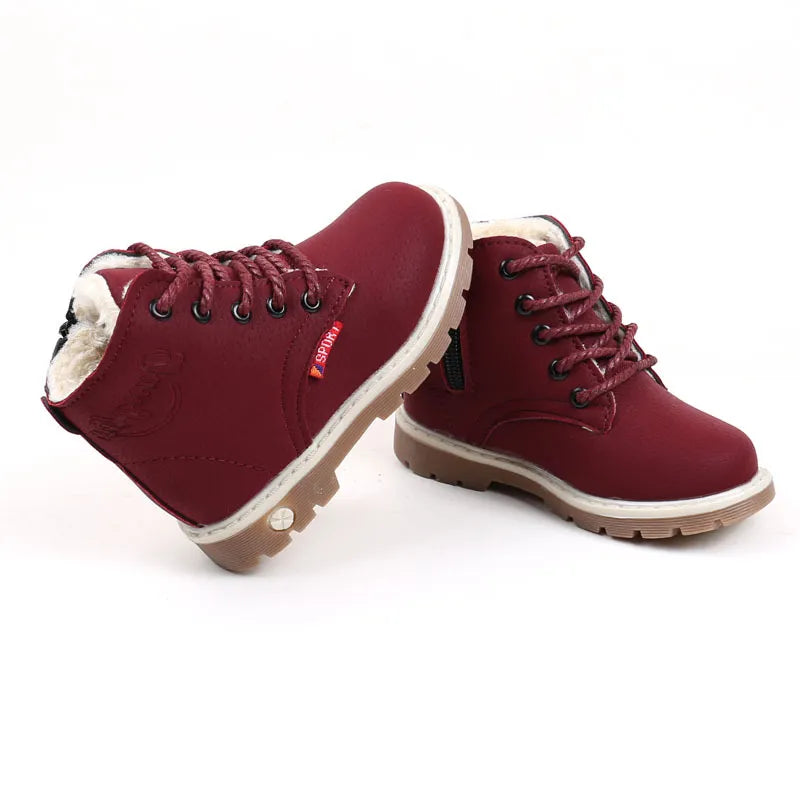 Collection of toddler winter snow boots, various colors, cotton warmth, durable