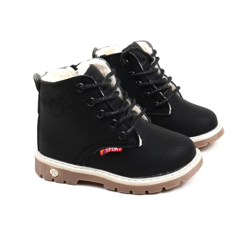 High-quality toddler winter snow boots, durable cotton, secure lace-up design