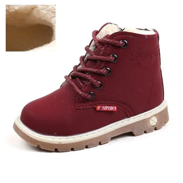 Childrens snowwear: black toddler winter boots, cotton comfort, durable grip
