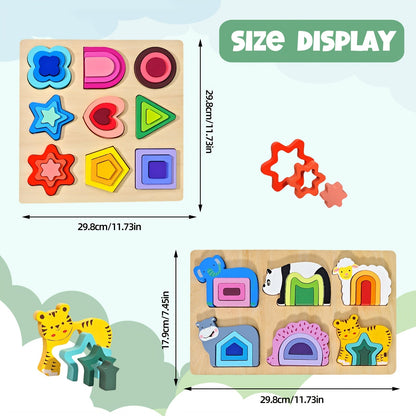 Non-toxic wooden animal puzzle, designed for toddlers to enhance motor skills and cognitive development