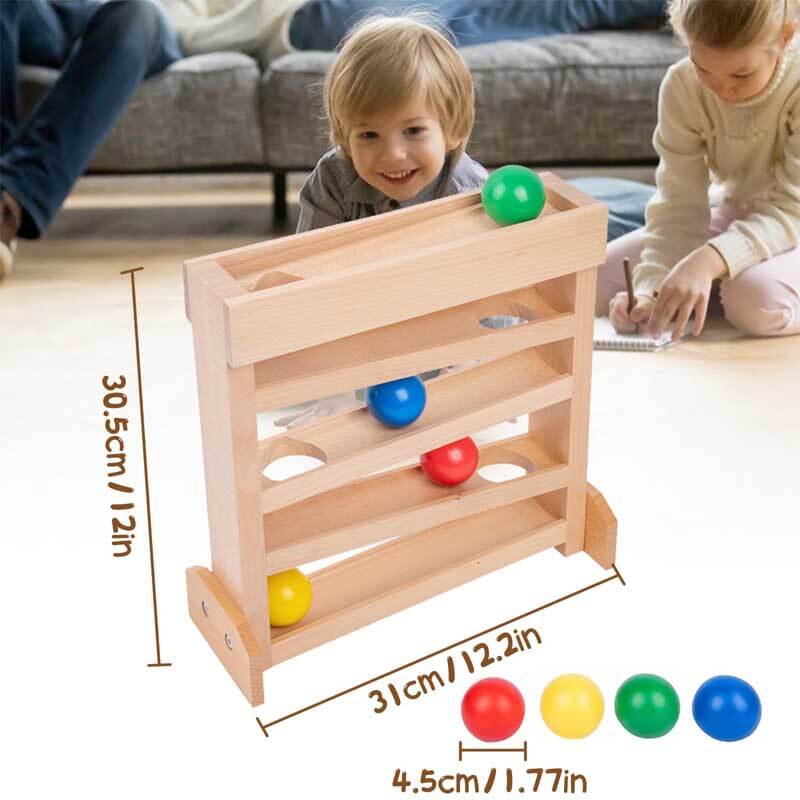 Preschool wooden ball drop toy, sensory learning and educational play for toddlers