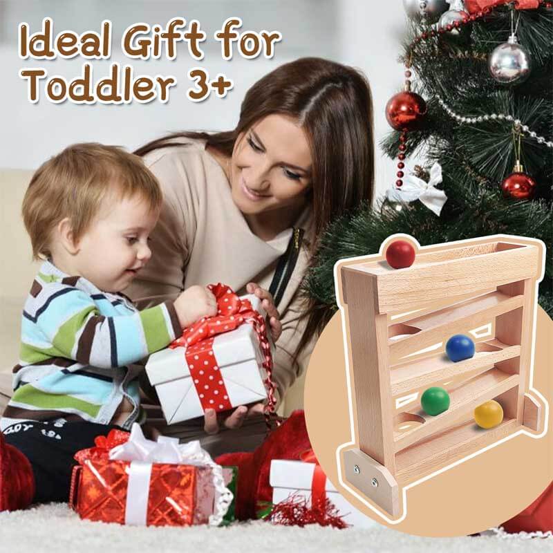 Toddler wooden ball drop, activity toy with colorful balls for sensory and educational play