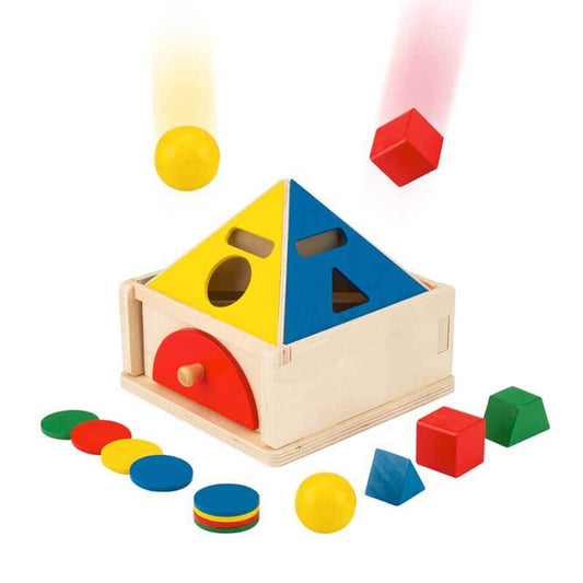 Toddler Wooden Color & Shape Sorter Activity Cube with five sides of learning fun, for ages 1-3