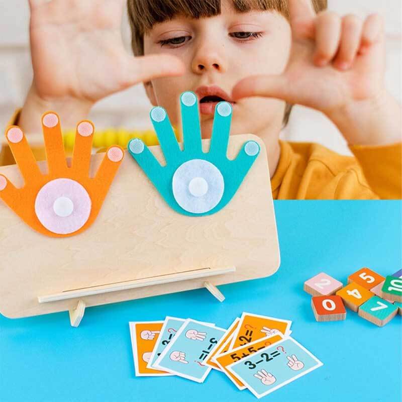 Educational wooden toy for toddlers, a number learning board with corresponding grooves for early math and counting practice.