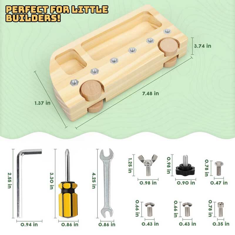 Montessori wooden screwdriver bus toy set, ideal for toddler fine motor skill development