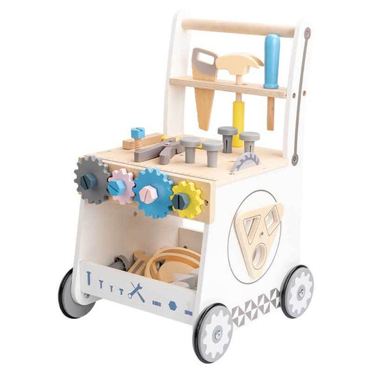 Toddler Wooden Tool Bench Push Walker, Montessori activity toy for educational play & motor skill development
