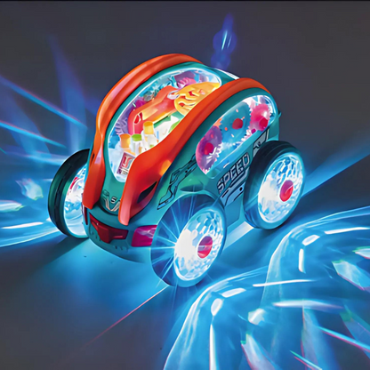 Toy car for kids with visible gears, bright LED lights, and interactive music, perfect for toddlers