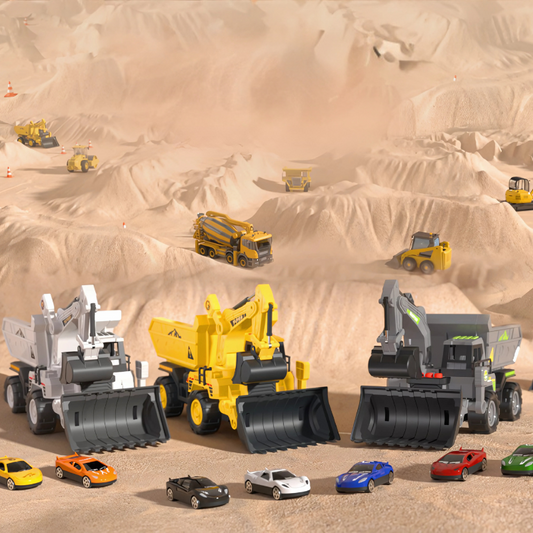 Toy construction truck with detachable launch ramp, perfect for racing and action play.