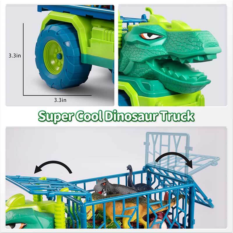 Dinosaur truck toy for boys & girls, featuring a prehistoric cargo carrier & detailed dinos